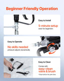 VEVOR statīva tipa bezgaisa krāsas smidzinātājs, 650 W, 20,7 MPa augstspiediena bezgaisa krāsošanas iekārta ar ratiņiem, tīrīšanas birsti, šļūteni, pagarinājuma kātu un sprauslām, elektriskā krāsošanas iekārta mājas iekšdarbiem un ārdarbiem