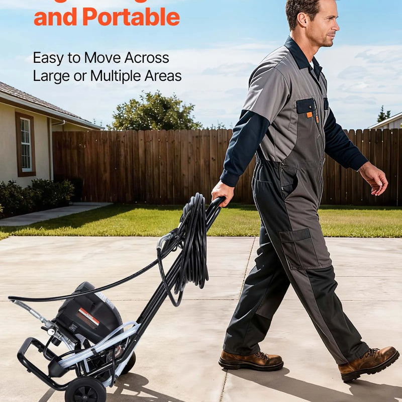 VEVOR statīva tipa bezgaisa krāsas smidzinātājs, 650 W, 20,7 MPa augstspiediena bezgaisa krāsošanas iekārta ar ratiņiem, tīrīšanas birsti, šļūteni, pagarinājuma kātu un sprauslām, elektriskā krāsošanas iekārta mājas iekšdarbiem un ārdarbiem