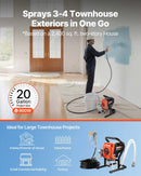 VEVOR bezgaisa krāsošanas smidzinātājs uz statīva, 900 W, augstspiediena krāsas smidzinātājs līdz 227 bar, komplektā šļūtene, pagarinājuma stienis, sprauslas un tīrīšanas birste, paredzēts iekštelpu un āra krāsošanai, mājai un žogiem