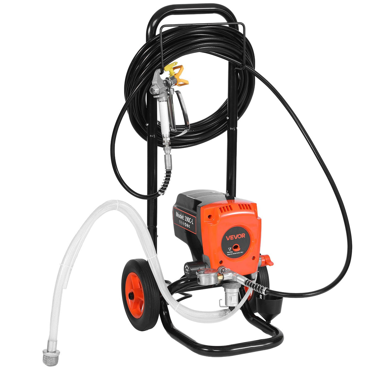 VEVOR Airless Paint Sprayer, 900 W, 22.8 MPa High-Pressure Airless Painting Machine with Cart, Cleaning Brush, Hose, Extension Rod and Nozzles, Electric Paint Sprayer for Indoor and Outdoor Work