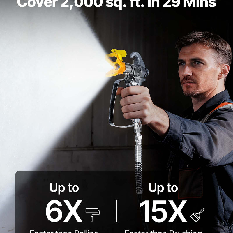 VEVOR statīva tipa bezgaisa krāsas smidzinātājs, 900 W, 22,8 MPa augstspiediena bezgaisa krāsošanas iekārta ar ratiņiem, tīrīšanas birsti, šļūteni, pagarinājuma kātu un sprauslām, elektriskā krāsošanas iekārta mājas iekšdarbiem un ārdarbiem