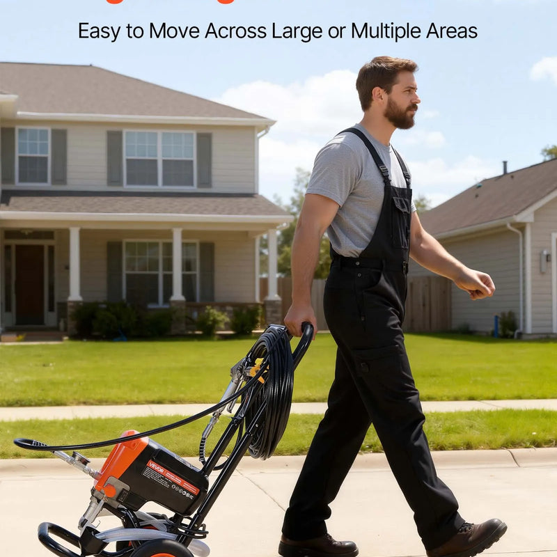 VEVOR statīva tipa bezgaisa krāsas smidzinātājs, 900 W, 22,8 MPa augstspiediena bezgaisa krāsošanas iekārta ar ratiņiem, tīrīšanas birsti, šļūteni, pagarinājuma kātu un sprauslām, elektriskā krāsošanas iekārta mājas iekšdarbiem un ārdarbiem