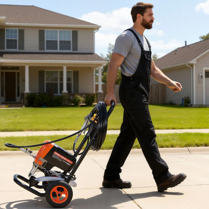 VEVOR statīva tipa bezgaisa krāsas smidzinātājs, 900 W, 22,8 MPa augstspiediena bezgaisa krāsošanas iekārta ar ratiņiem, tīrīšanas birsti, šļūteni, pagarinājuma kātu un sprauslām, elektriskā krāsošanas iekārta mājas iekšdarbiem un ārdarbiem