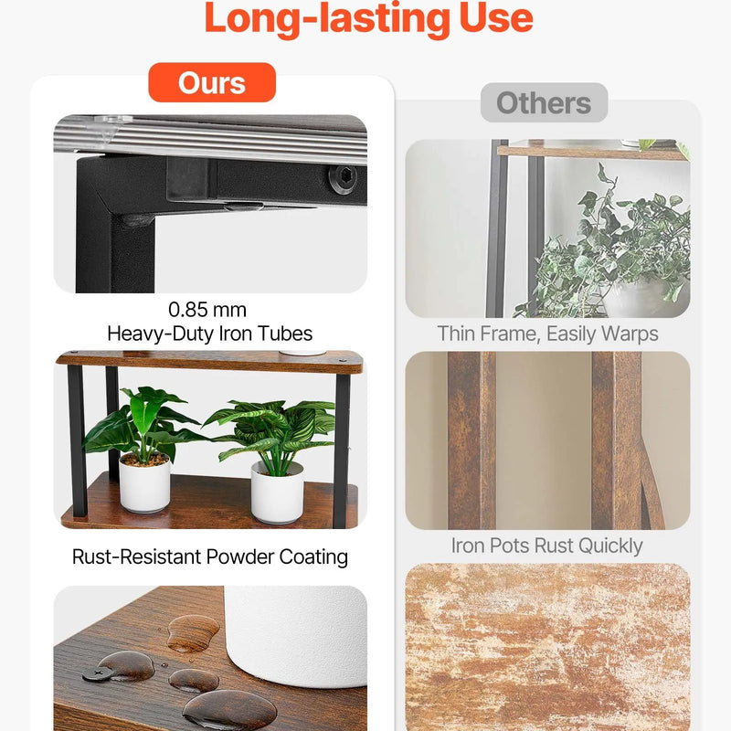 VEVOR iekštelpu augu statīvs ar audzēšanas apgaismojumu, 157,5 cm augsts 8 līmeņu apgaismots plaukts, metāla stūra augu turētājs ar 3 taimeriem un 10 spilgtuma līmeņiem, koka formas puķu statīvs viesistabai vai balkonam