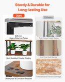 VEVOR iekštelpu augu statīvs ar audzēšanas apgaismojumu, 157,5 cm augsts 8 līmeņu apgaismots plaukts, metāla stūra augu turētājs ar 3 taimeriem un 10 spilgtuma līmeņiem, koka formas puķu statīvs viesistabai vai balkonam