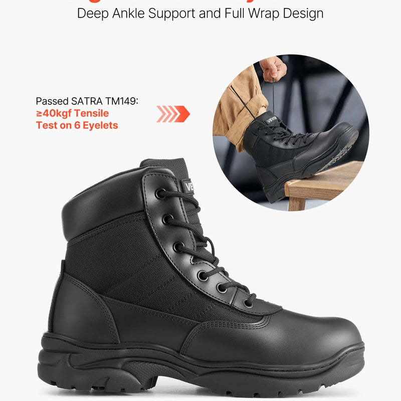 46_VEVOR vīriešu militārie taktiskie zābaki, 152 mm kaujas un pārgājienu darba zābaki, viegli, elpojoši un izturīgi motociklu zābaki āra drošībai un alpīnismam, ES izmērs 46