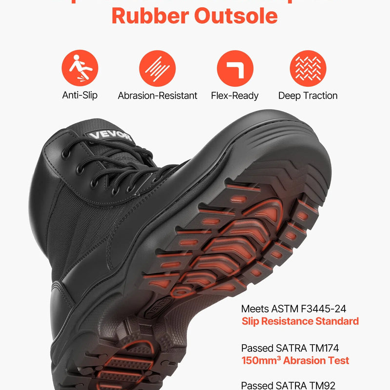 44_VEVOR vīriešu militārie taktiskie zābaki, 152 mm kaujas un pārgājienu darba zābaki, viegli, elpojoši un izturīgi motociklu zābaki āra drošībai un alpīnismam, ES izmērs 44