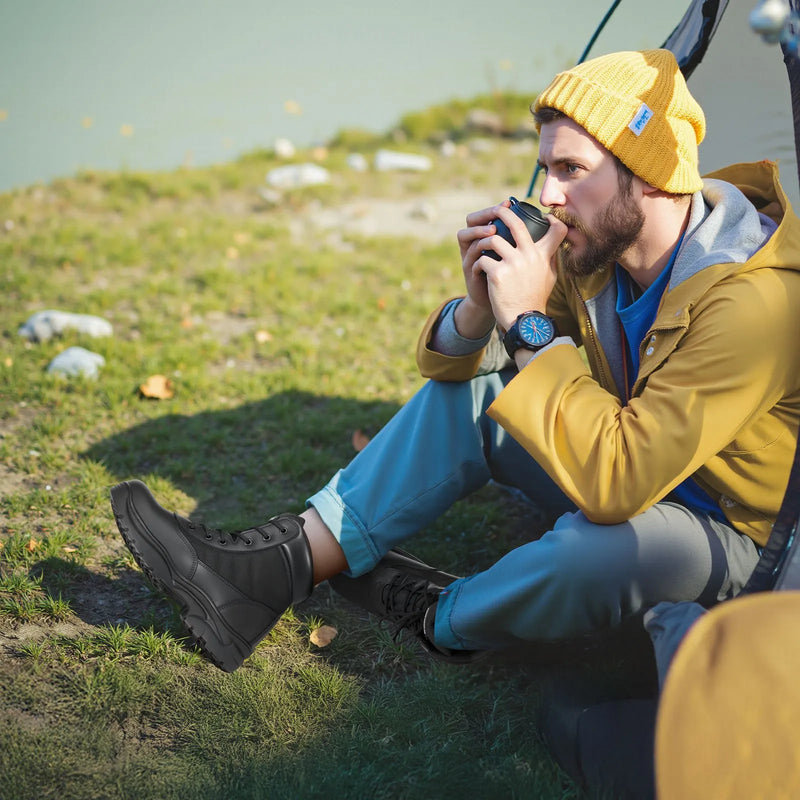 44_VEVOR vīriešu militārie taktiskie zābaki, 152 mm kaujas un pārgājienu darba zābaki, viegli, elpojoši un izturīgi motociklu zābaki āra drošībai un alpīnismam, ES izmērs 44