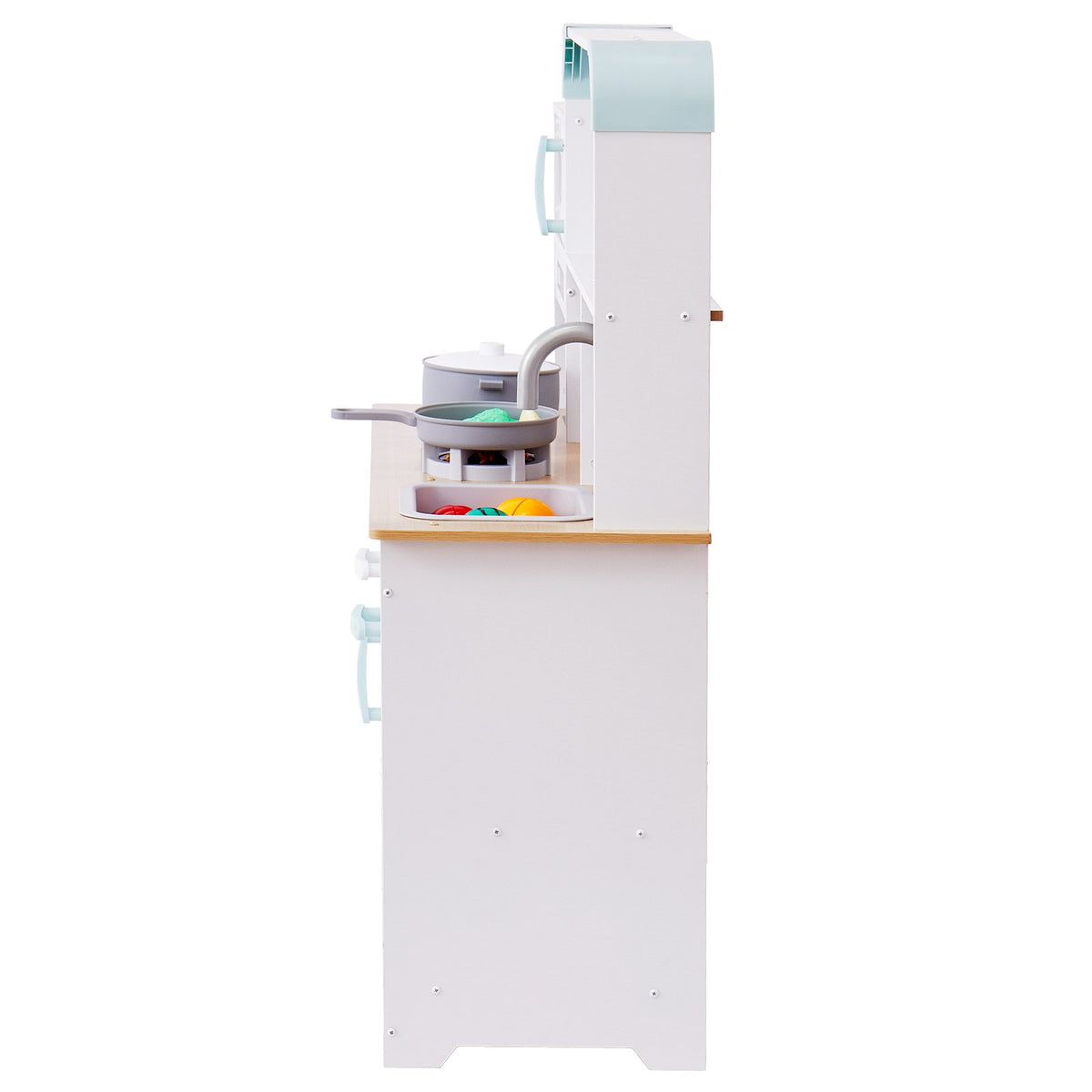 VEVOR Wooden Play Kitchen for Children with Light and Sound, 24 Accessories, White