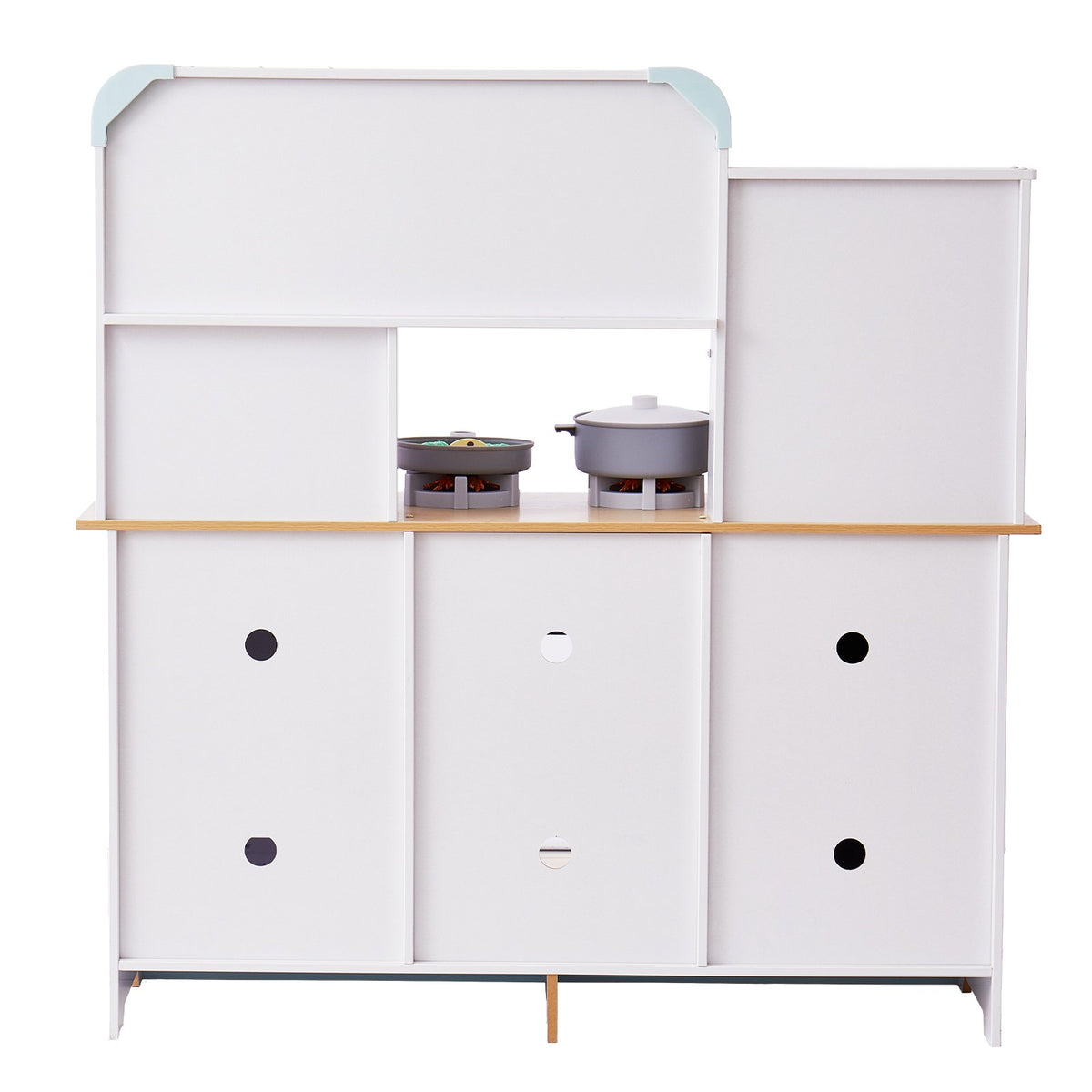VEVOR Wooden Play Kitchen for Children with Light and Sound, 24 Accessories, White