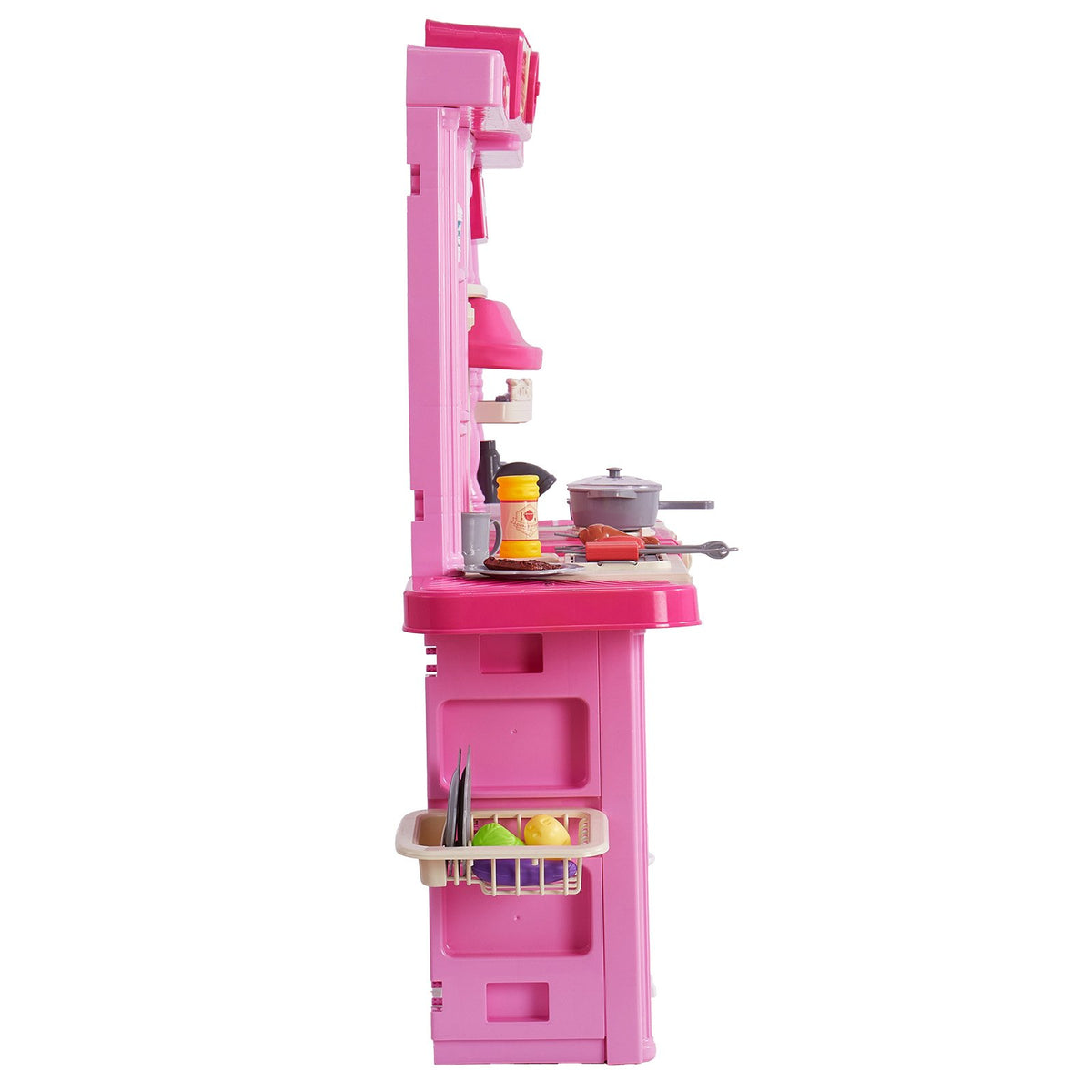 VEVOR 3 in 1 Play Kitchen for Kids with 74 Accessories, Pink