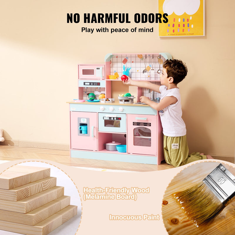 VEVOR bērnu virtuves rotaļu komplekts - 24 gab. kulinārijas piederumu komplekts, rozā