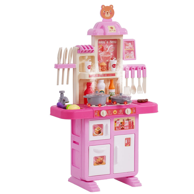 VEVOR Bērnu Virtuves Rotaļu Komplekts - 48 Daļu Pavārmākslas Rotaļlieta, Rozā