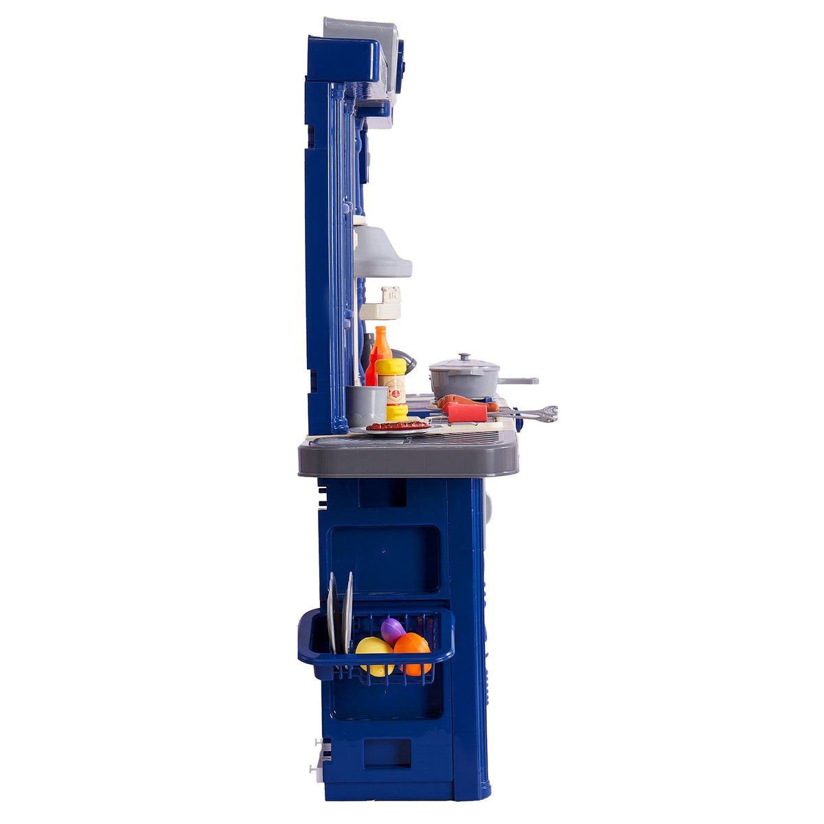 VEVOR 3 in 1 Play Kitchen for Kids with 74 Accessories, Blue