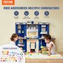 VEVOR 3 in 1 Play Kitchen for Kids with 74 Accessories, Blue