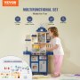 VEVOR игровая кухня для детей со светом, звуком и проточной водой, 48 аксессуаров, синяя