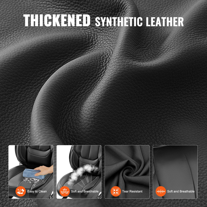 VEVOR universālie sēdekļu pārvalki priekšējiem sēdekļiem, 6 gab., mākslīgā āda, pilns pārklājums, saderīgi ar gaisa spilveniem, noņemami galvas balsti, melni