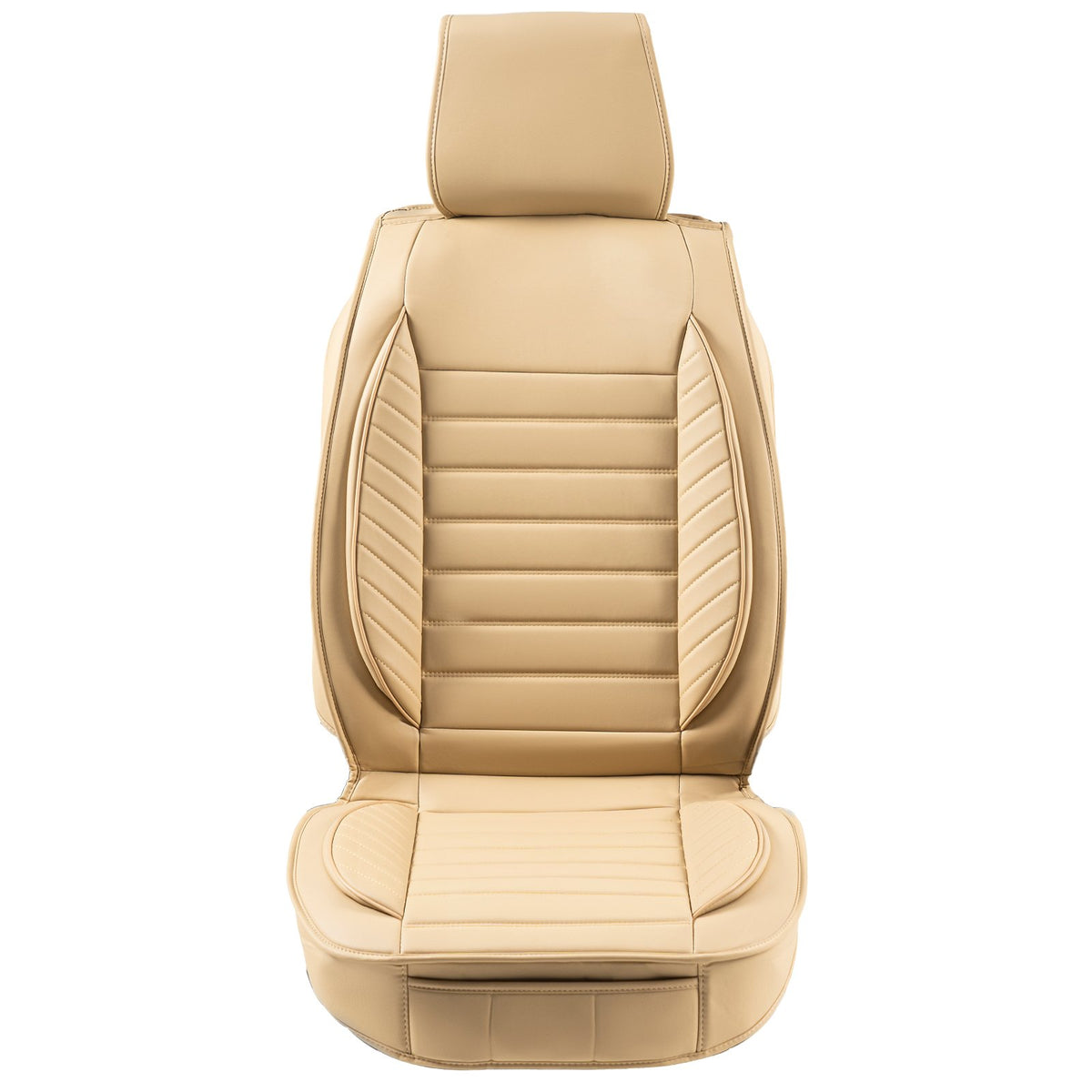 VEVOR Universal Car Seat Covers, 2 Pieces, Artificial Leather, Semi-Wrap Design, Removable Headrest, Airbag Compatible, Suitable for Most Cars, SUVs and Trucks, Beige