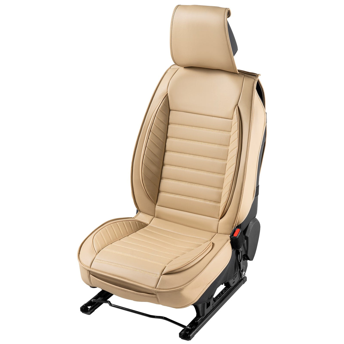VEVOR Universal Car Seat Covers, 2 Pieces, Artificial Leather, Semi-Wrap Design, Removable Headrest, Airbag Compatible, Suitable for Most Cars, SUVs and Trucks, Beige