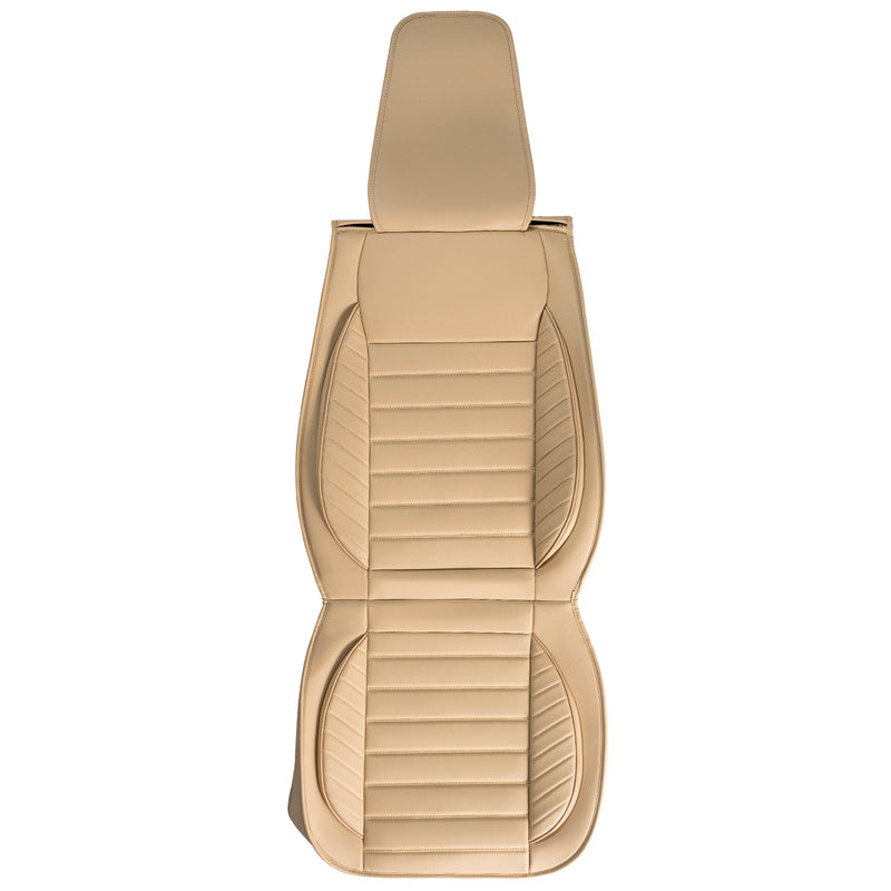 VEVOR Universāli Sēdekļu Pārvalki, 2 Gabali, Mākslīgā Āda, Pus-iepakojuma Dizains, Noņemams Galvas Balsts, Gaisa Spilveniem Saderīgi, Piemēroti Lielākajai Daļai Automašīnu, SUV un Kravas Automašīnu, Smilškrāsa