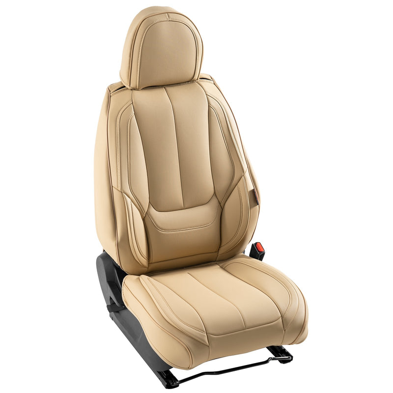 VEVOR universālie automašīnu sēdekļu pārvalki priekšējiem sēdekļiem, 6 gab. mākslīgās ādas, noņemams galvas balsts, saderīgs ar gaisa spilveniem, smilškrāsas