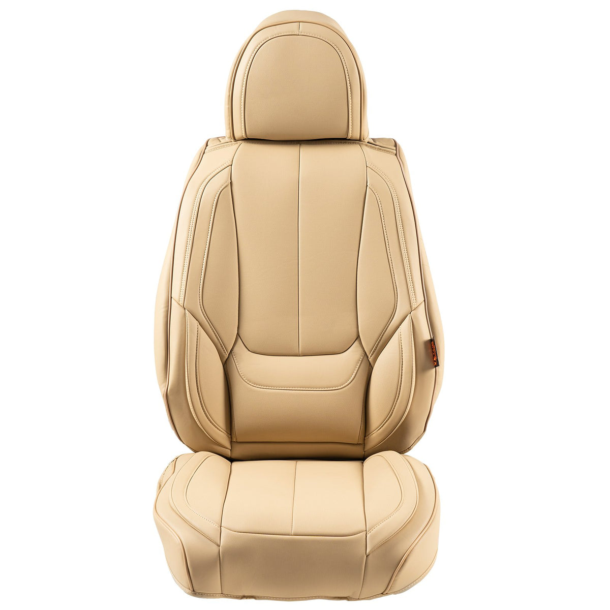VEVOR Universal Car Seat Covers for Front Seats, 6 Pieces Artificial Leather, Removable Headrest, Airbag Compatible, Beige