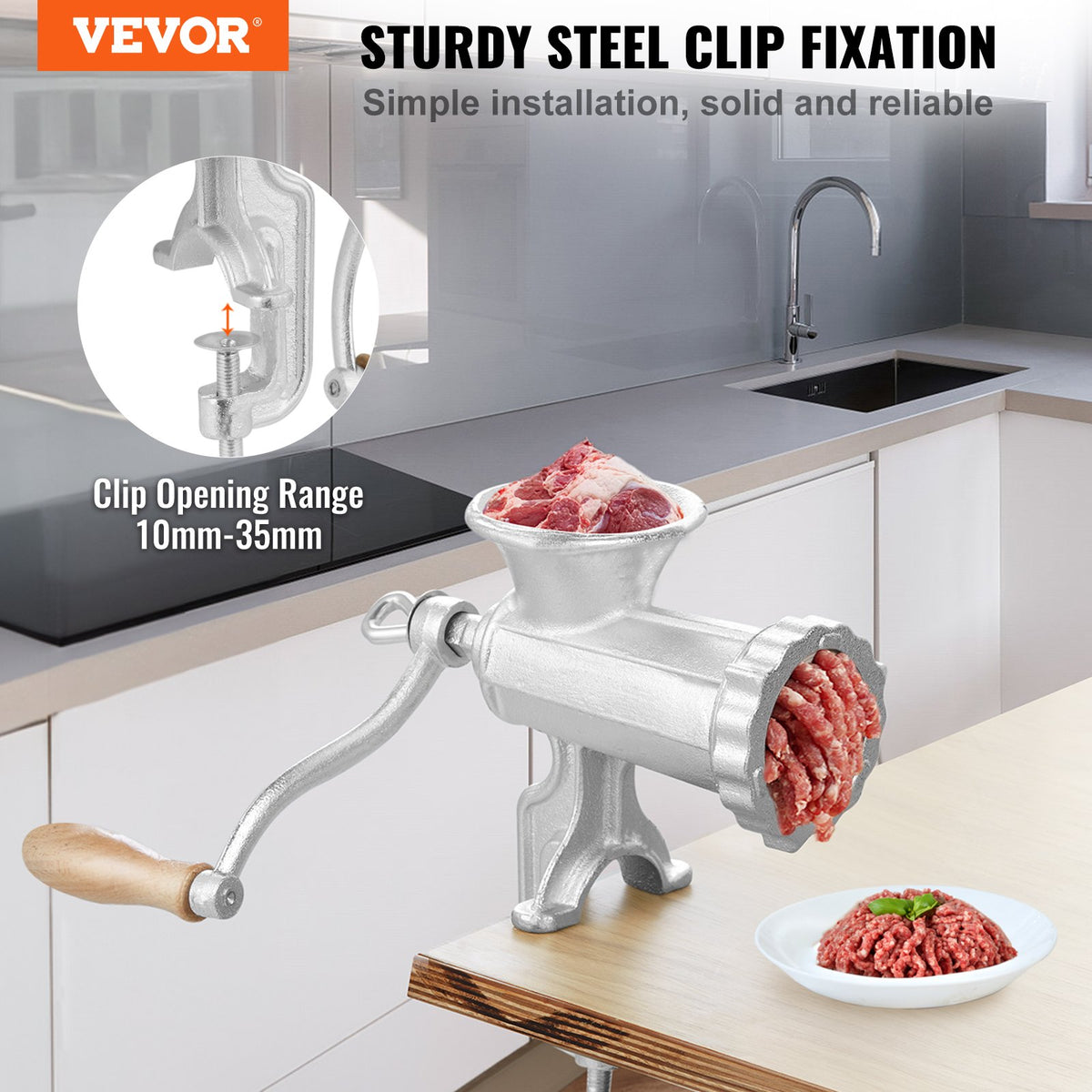VEVOR Manual Meat Grinder, Cast Iron, with Table Clamp and Sausage Stuffer Attachments