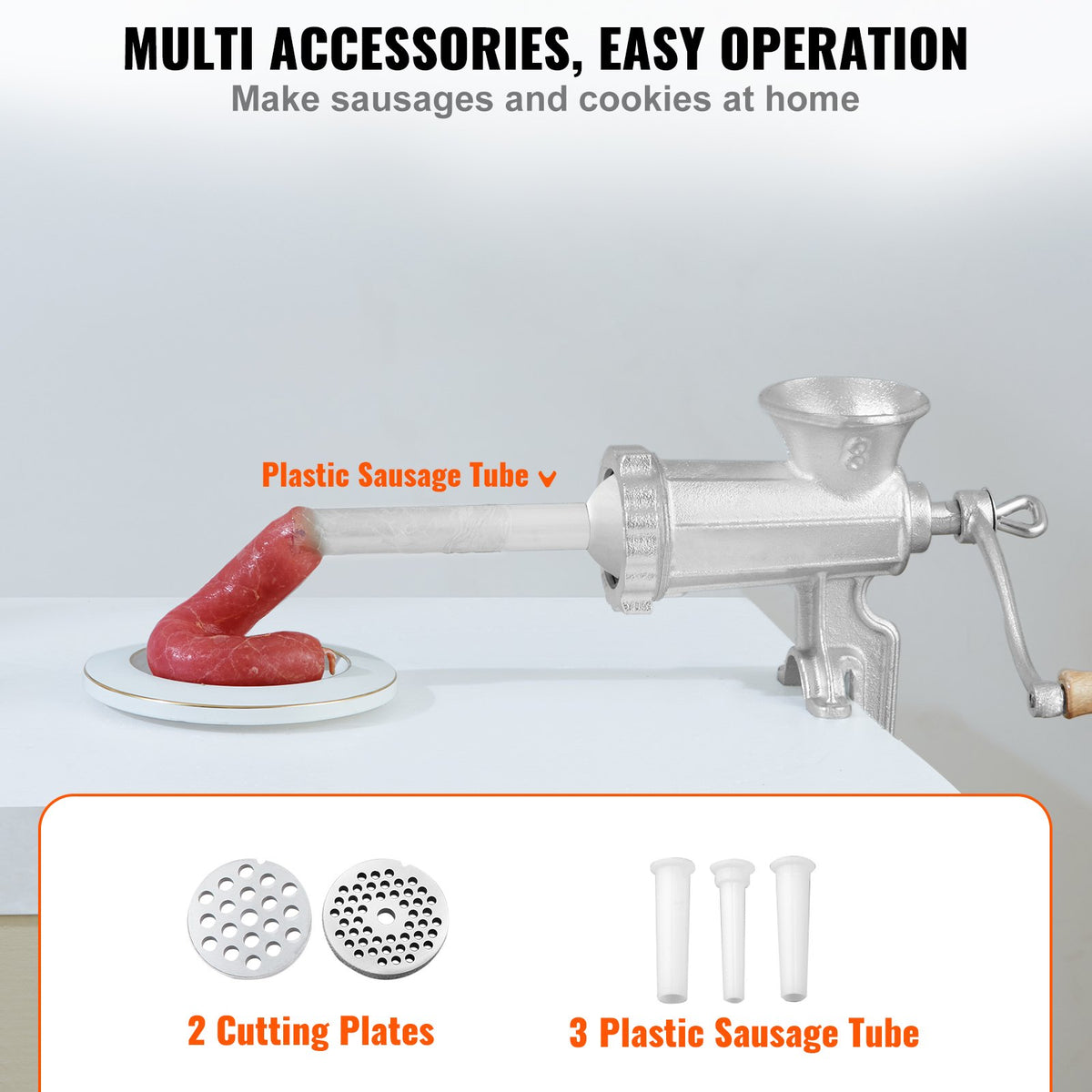 VEVOR Manual Meat Grinder, Cast Iron, with Table Clamp and Sausage Stuffer Attachments