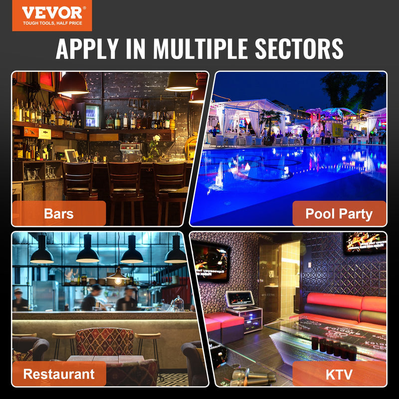 VEVOR LED apgaismots dzērienu pudeļu plaukts ar RF un lietotnes vadību, 40 cm, 2 pakāpju
