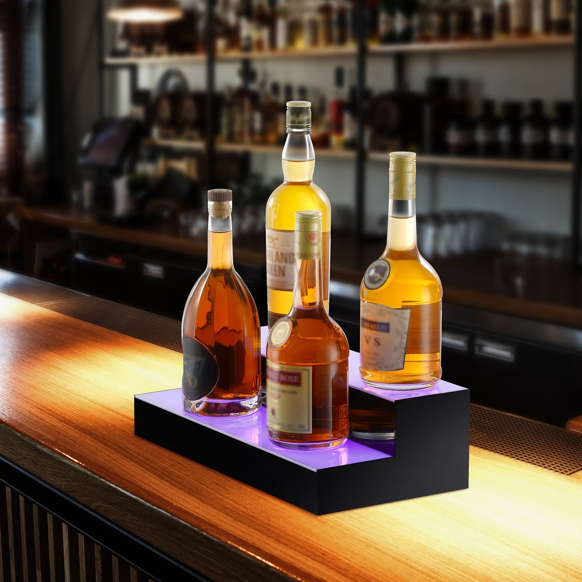 VEVOR LED Bottle Shelf 40 cm, 2 Tiers, RF and App Control