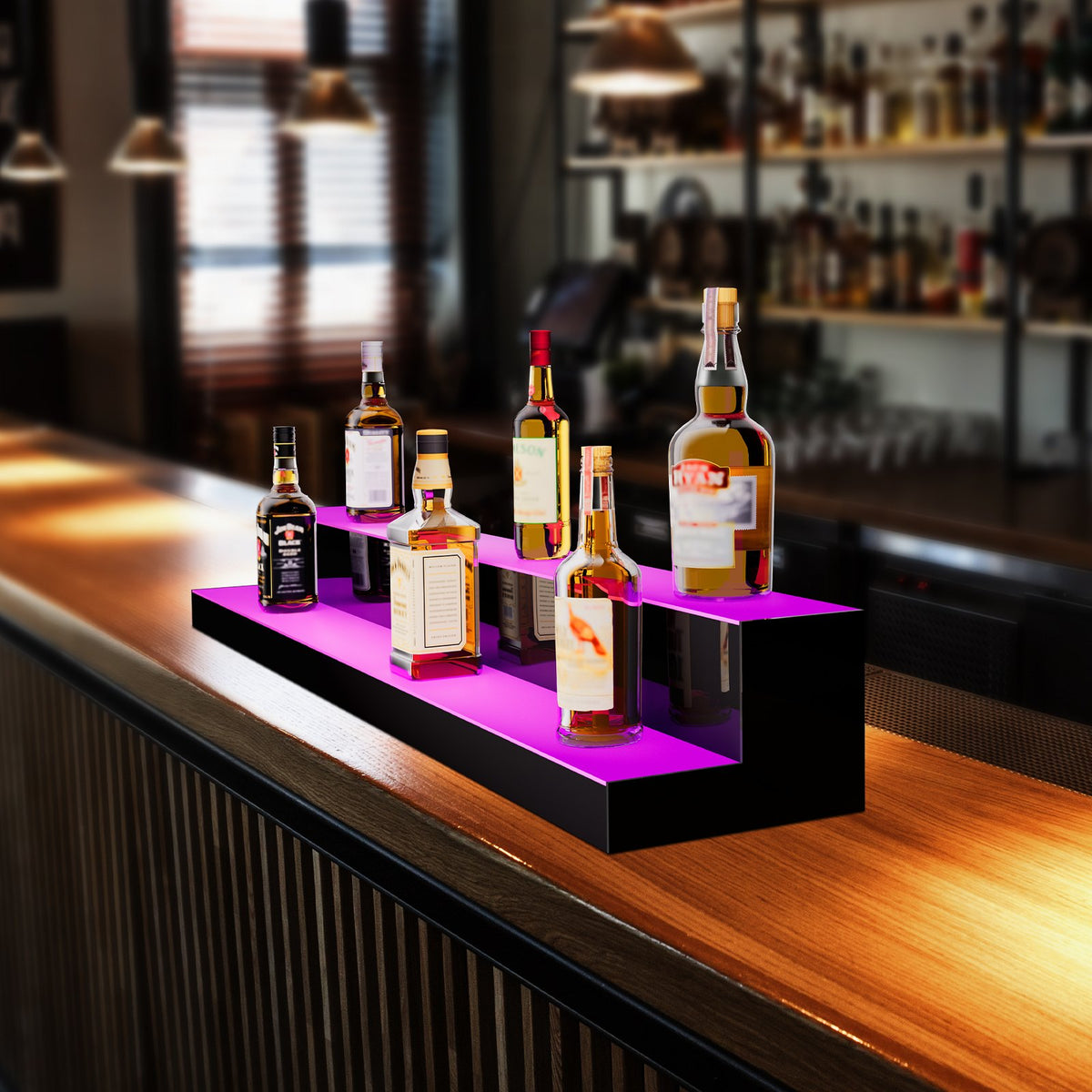 VEVOR LED Bottle Shelf 122 cm, 2 Tiers, RF and App Control