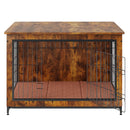 VEVOR 96 cm koka suņu būris ar divām durvīm un izņemamu daudzfunkcionālu paplāti – izturīgs dizains, piemērots suņiem līdz 32 kg, lietošanai telpās, rustic brūnā krāsā