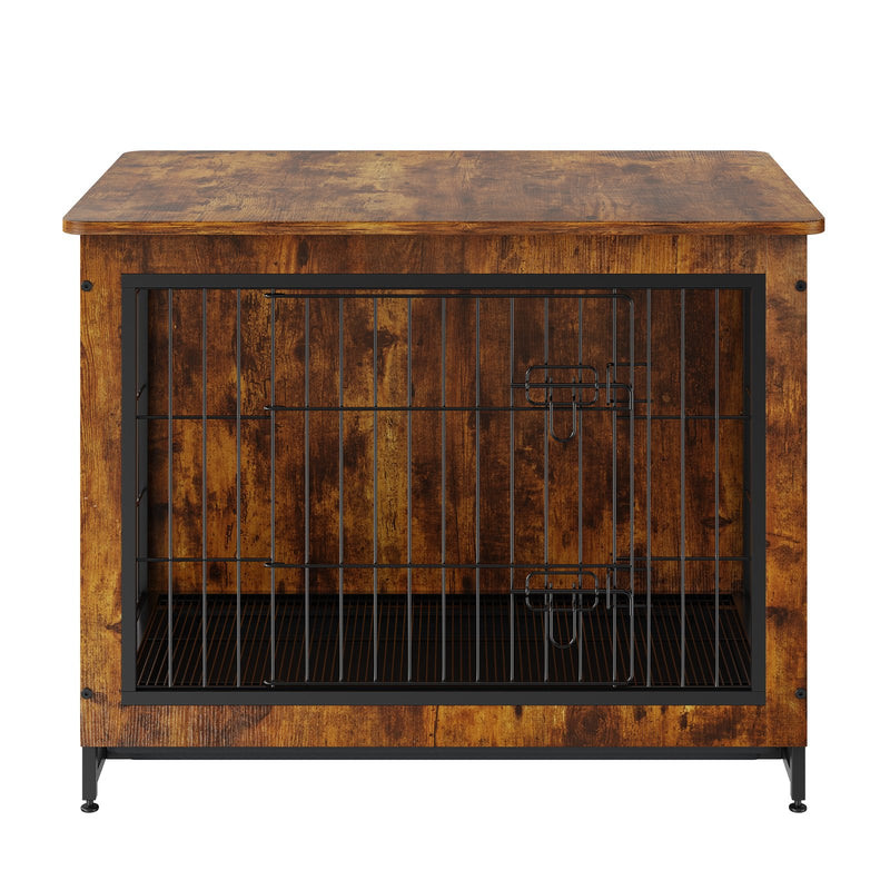 VEVOR 81 cm Koka suņu būda ar dubultām durvīm, smagas uzbūves suņu būda ar noņemamu paliktni, modernā suņu būda suņiem līdz 20 kg, rustikālā brūnā krāsā