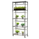 VEVOR modulējamais augu plaukts ar audzēšanas apgaismojumu, 180 cm augsts iekštelpu augu statīvs ar riteņiem, 192 W 5000 K pilna spektra audzēšanas lampas, izturīgs metāla augu statīvs un puķu podu turētājs sēklu dīgšanai