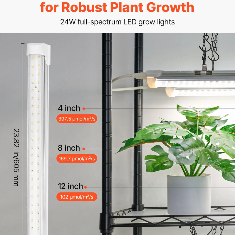 VEVOR modulējamais augu plaukts ar audzēšanas apgaismojumu, 180 cm augsts iekštelpu augu statīvs ar riteņiem, 192 W 5000 K pilna spektra audzēšanas lampas, izturīgs metāla augu statīvs un puķu podu turētājs sēklu dīgšanai