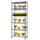 VEVOR 6 līmeņu iekštelpu augu plaukts ar riteņiem un 4/9/14 h taimeri, 180 cm metāla statīvs ar 150 W trīskrāsu pilna spektra audzēšanas gaismām, piemērots dīgstu audzēšanai