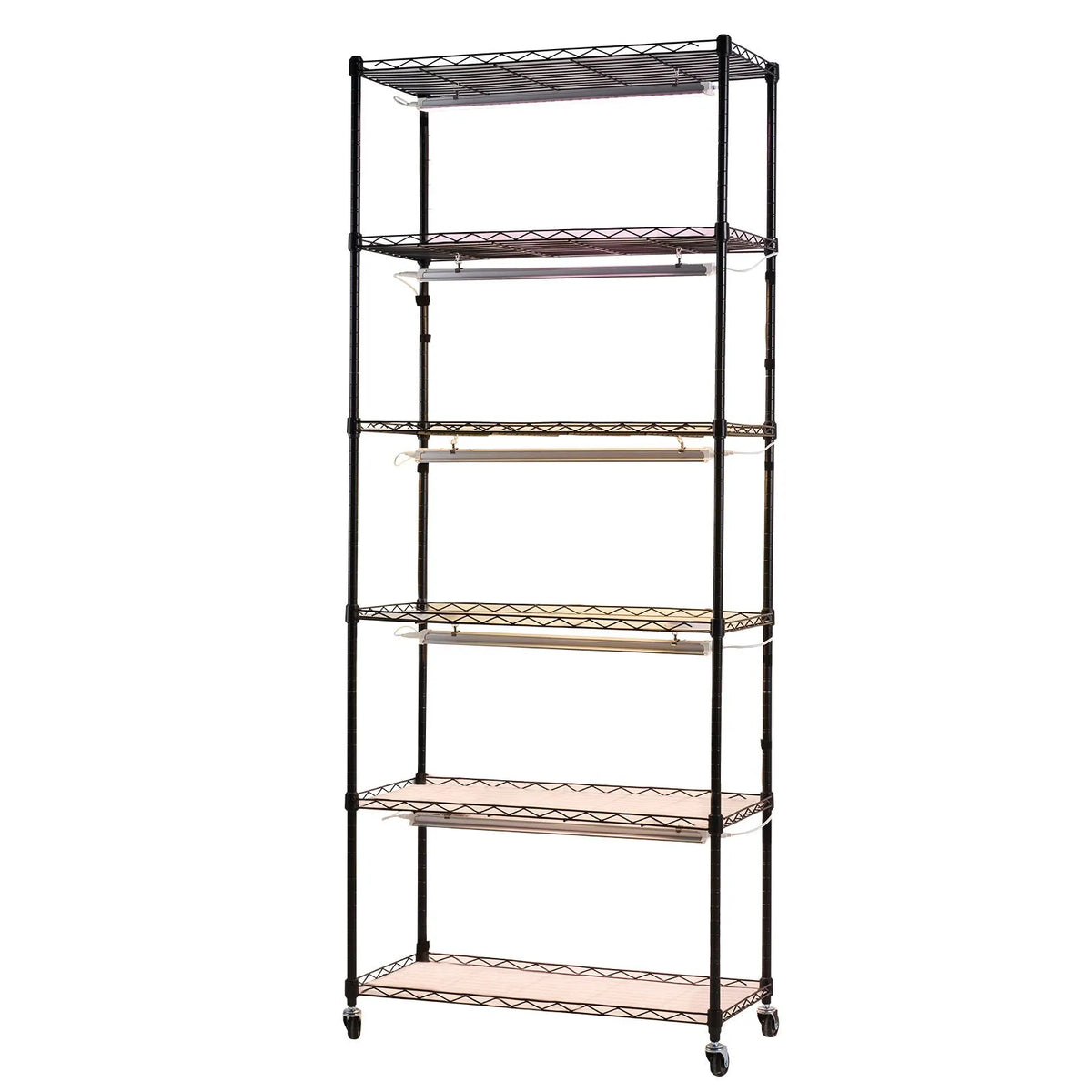 VEVOR 6-Tier Indoor Plant Shelf with Wheels and 4/9/14 h Timer, 180 cm Metal Stand with 150 W Tri-Colour Full Spectrum Grow Lights, Suitable for Seedling Growing