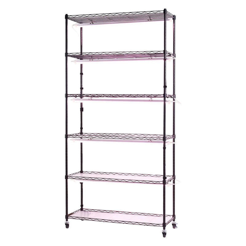 VEVOR 6 līmeņu iekštelpu augu plaukts ar riteņiem un taimeri, 180 cm metāla statīvs ar pilna spektra 150 W 3800 K audzēšanas gaismām, piemērots dīgstu audzēšanai