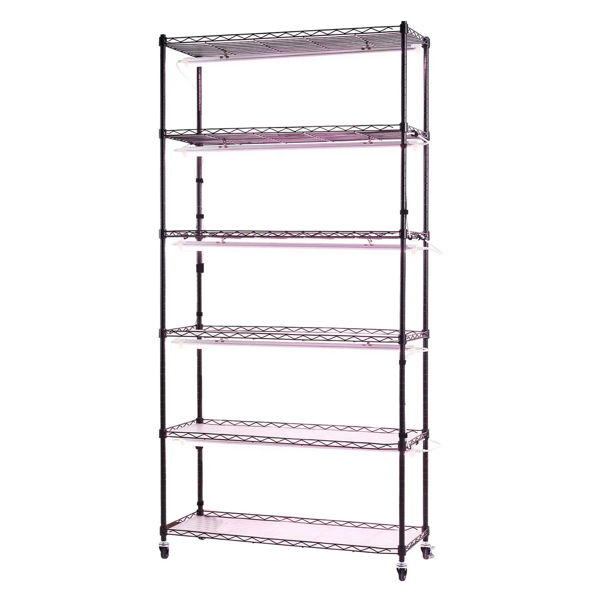 VEVOR 6-Tier Indoor Plant Shelf with Wheels and Timer, 180 cm Metal Stand with Full Spectrum 150 W 3800 K Grow Lights, Suitable for Seedling Growing