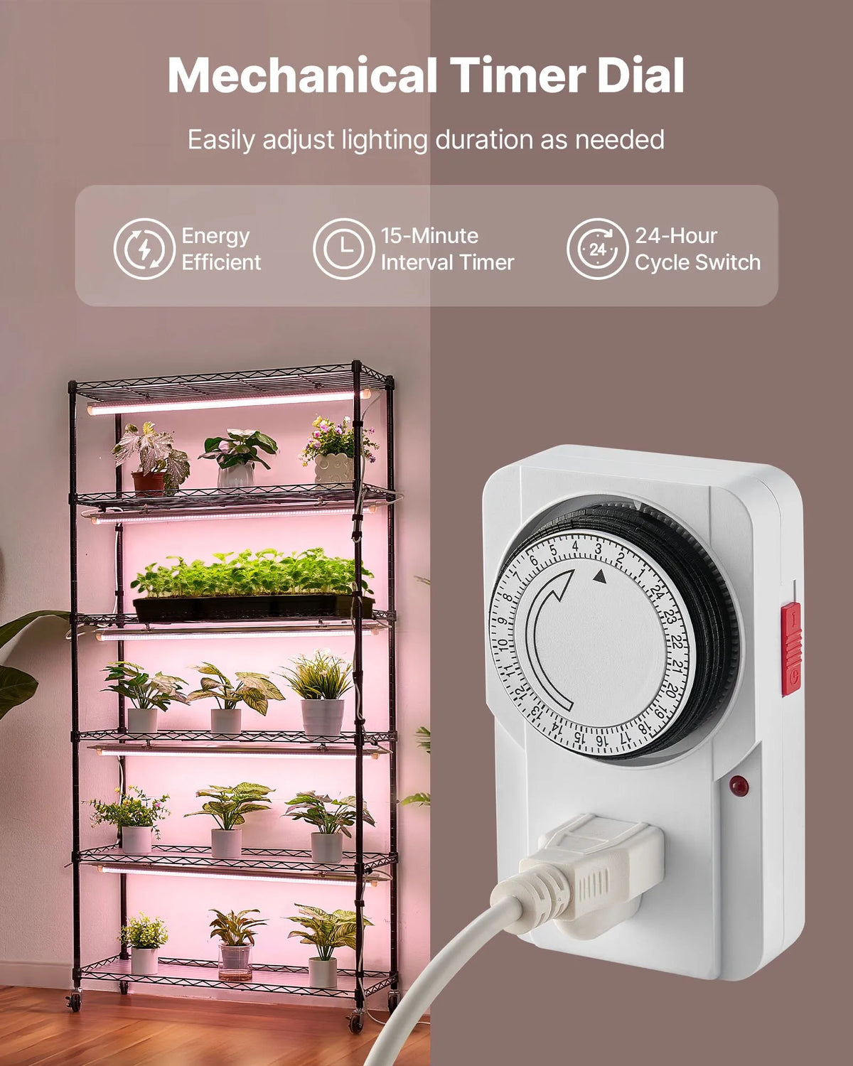 VEVOR 6-Tier Indoor Plant Shelf with Wheels and Timer, 180 cm Metal Stand with Full Spectrum 150 W 3800 K Grow Lights, Suitable for Seedling Growing