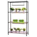 VEVOR 4 līmeņu iekštelpu augu plaukts ar riteņiem, 150 cm statīvs ar 90 W trīskrāsu pilna spektra audzēšanas gaismām, izturīgs metāla puķu podu turētājs dīgstu audzēšanai