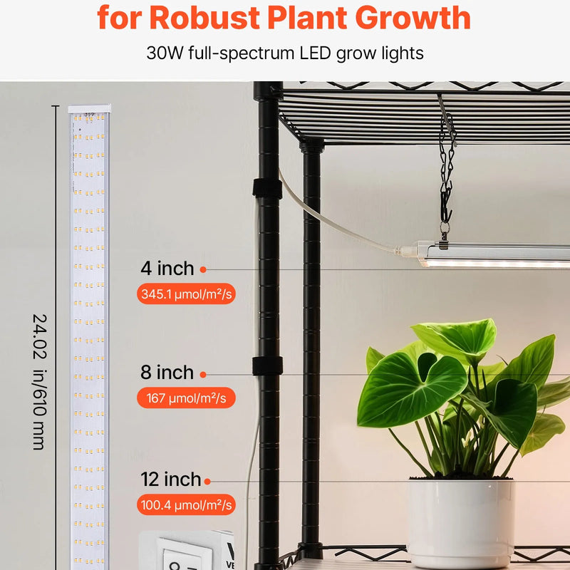 VEVOR 4 līmeņu iekštelpu augu plaukts ar riteņiem, 150 cm statīvs ar 90 W trīskrāsu pilna spektra audzēšanas gaismām, izturīgs metāla puķu podu turētājs dīgstu audzēšanai
