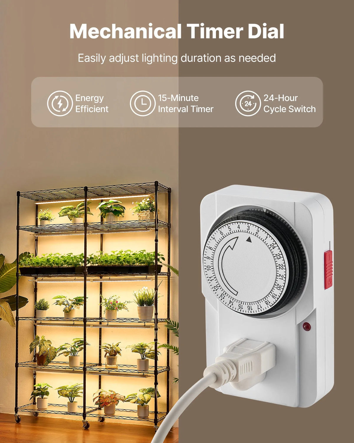VEVOR 6-Tier Double Row Plant Shelf with Wheels and Timer, 180 cm Metal Stand with 200 W Full Spectrum Grow Lights, Suitable for Seedling Growing