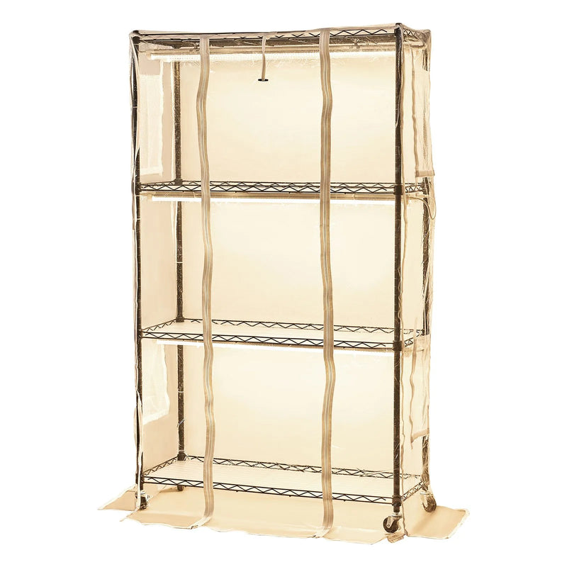 VEVOR 4 līmeņu iekštelpu siltumnīca ar caurspīdīgu pārsegu, taimeri un higrometru, 150 cm metāla augu plaukts ar 180 W pilna spektra audzēšanas gaismām iekštelpu augiem