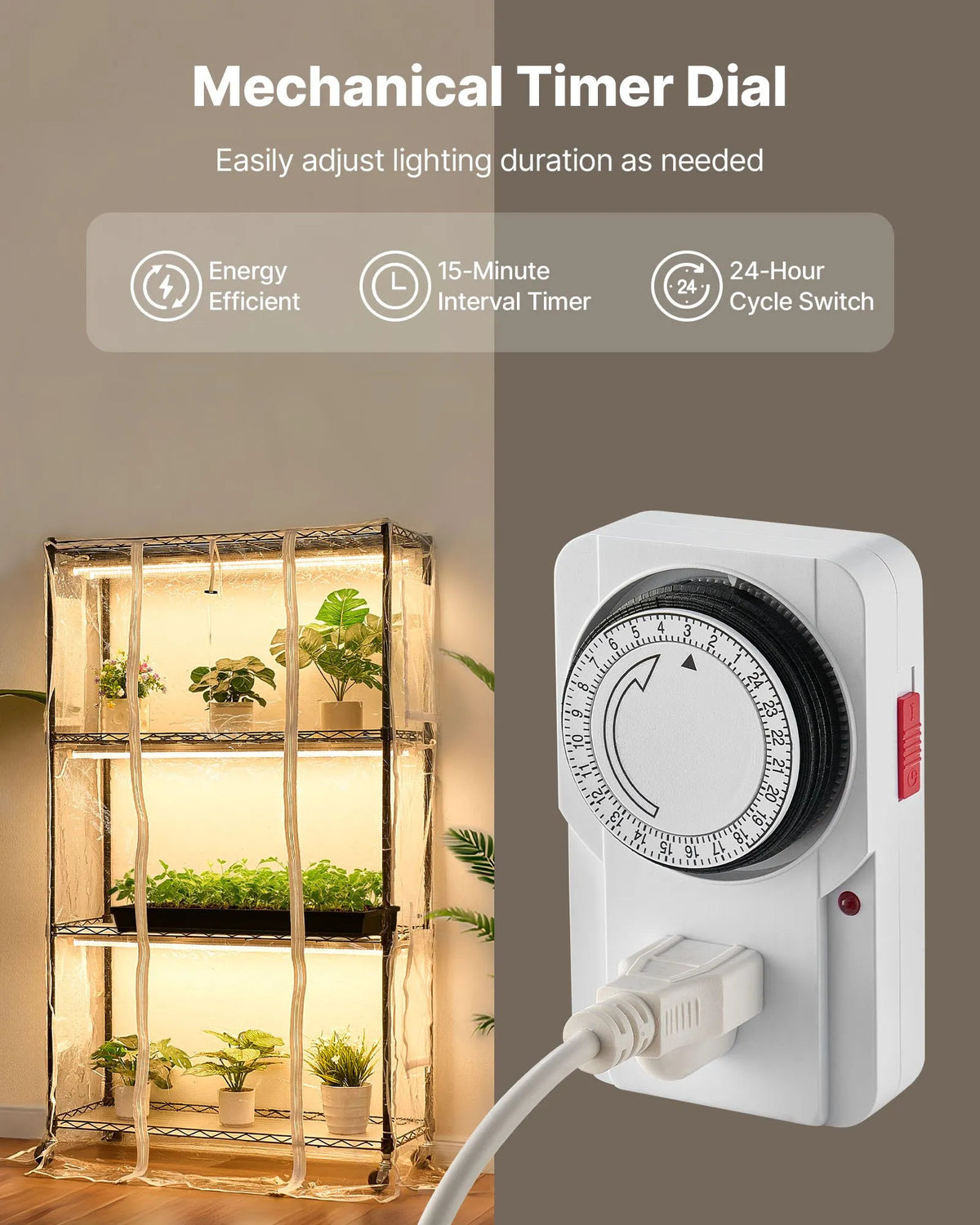 VEVOR 4-Tier Indoor Greenhouse with Transparent Cover, Timer and Hygrometer, 150 cm Metal Plant Shelf with 180 W Full Spectrum Grow Lights for Indoor Plants
