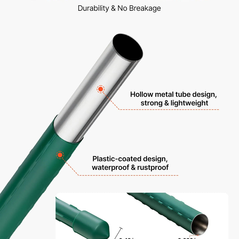 VEVOR dārza balsta mieti augiem, 25 gab., 1800 mm, plastmasas pārklājuma metāla tomātu mieti ar smailu galu un neslīdošiem izciļņiem kāpelējošu augu un dārzeņu balstīšanai ārā