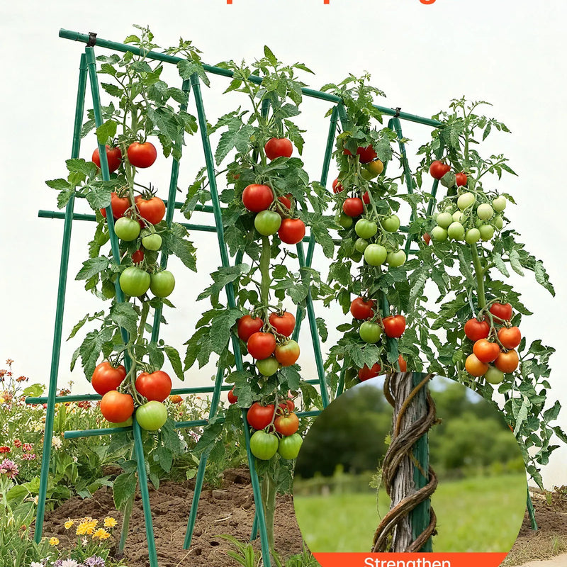 VEVOR dārza balsta mieti augiem, 25 gab., 1800 mm, plastmasas pārklājuma metāla tomātu mieti ar smailu galu un neslīdošiem izciļņiem kāpelējošu augu un dārzeņu balstīšanai ārā