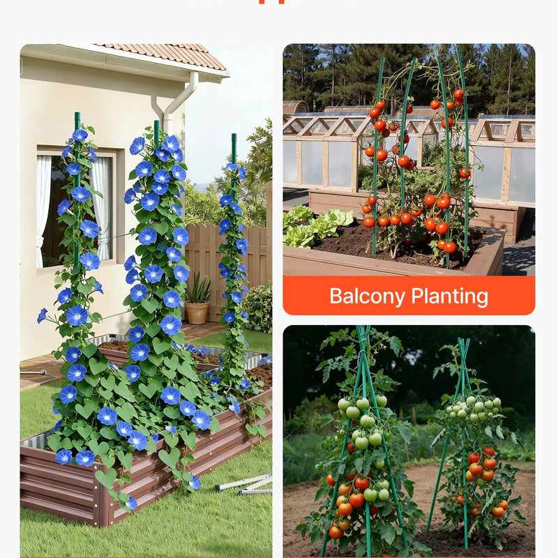 VEVOR dārza balsta mieti augiem, 25 gab., 1800 mm, plastmasas pārklājuma metāla tomātu mieti ar smailu galu un neslīdošiem izciļņiem kāpelējošu augu un dārzeņu balstīšanai ārā