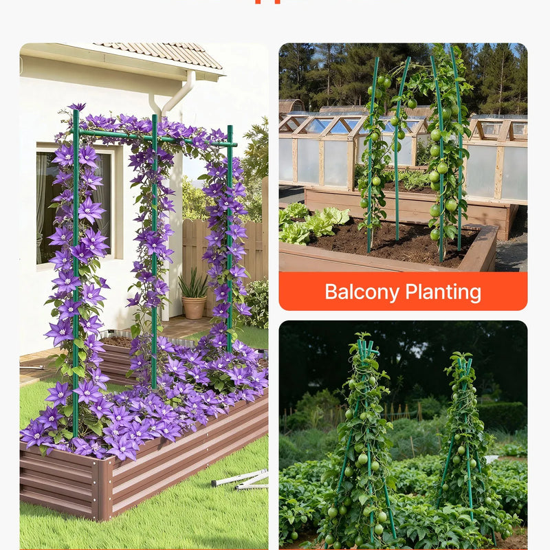 VEVOR dārza balsta mieti augiem, 25 gab., 2100 mm, plastmasas pārklājuma metāla tomātu mieti ar smailu galu un neslīdošiem izciļņiem kāpelējošu augu un dārzeņu balstīšanai ārā