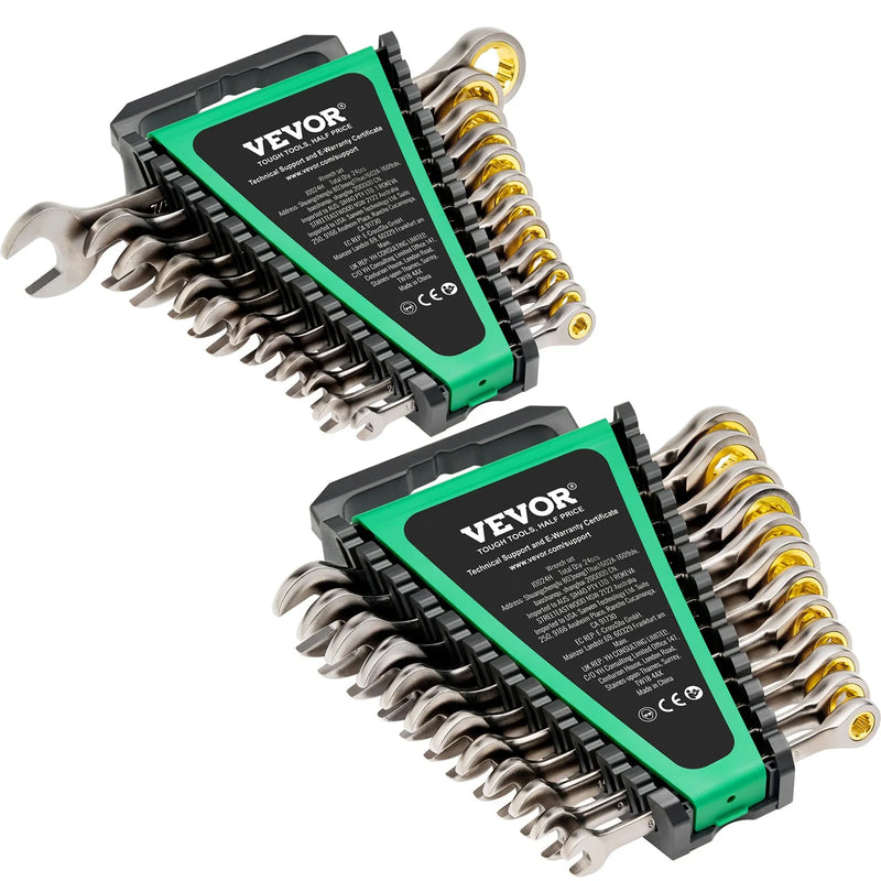 Kombinēto atslēgu komplekts, 24 gab., SAE 6,35-22,2 mm un metrisks 8-19 mm ar organizatoru statīvu